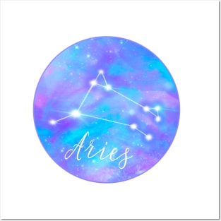 Aries zodiac sign. Aries constellation on galaxy sky Posters and Art